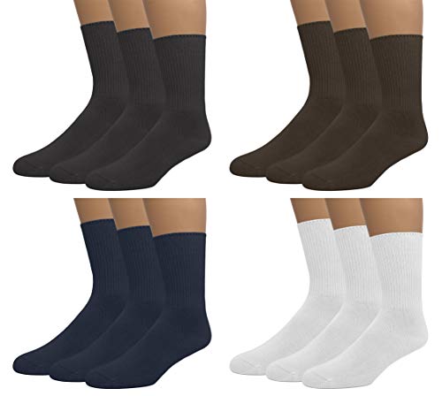 EMEM Apparel Women's Diabetic Crew Cotton Socks | Non-Binding Loose Top | Seamless Toe | 3-Pair | Plus Size Available2