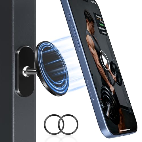 Itramax Gym Magnetic Phone Holder for MagSafe,360° Adjustable Alloy Cell Phone Stand Holder,Dual Magnet Portable Gym Workout Mount with Magnetic Ring for iPhone 17 16 15 14 13 12&Smartphones,Men/Women