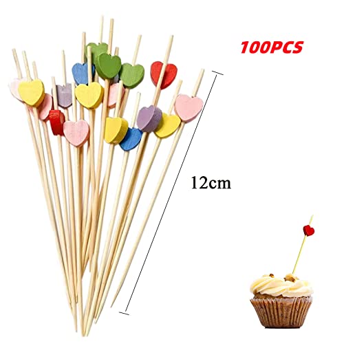 luckaide 100 Stück Cocktailspieße, Holz Spieße Fingerfood 12 cm Partypicker zum Grillgut, Fingerfood, Obst-Spieß Holz… - Image 5