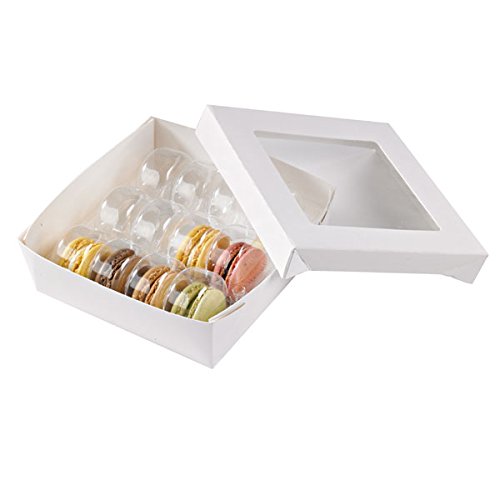 Image of PacknWood 210 KRAY W155 - White Box with Window - Kray Box with Window Lid - Cardboard To Go Containers with Lid - Boxes with Clear Window (34 oz Capacity) - (5.5 x 5.5 x 2) (250 per case)