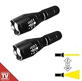 Mediashop Tac Light LED Taschenlampe 2 Stück schwarz robust & ultrastark Zoomfunktion 5 Lichtmodi inklusive blendendem Schocklicht das Original
