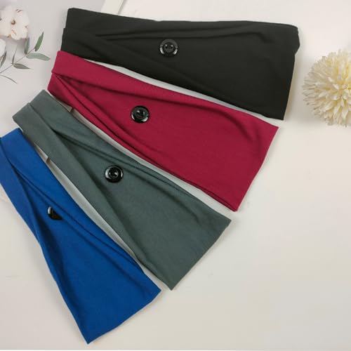 Yonuf Headbands For Women Nurses Doctors With Buttons Elastic Yoga Hair Bands Accessories Non Slip 4 Pcs thumb #5