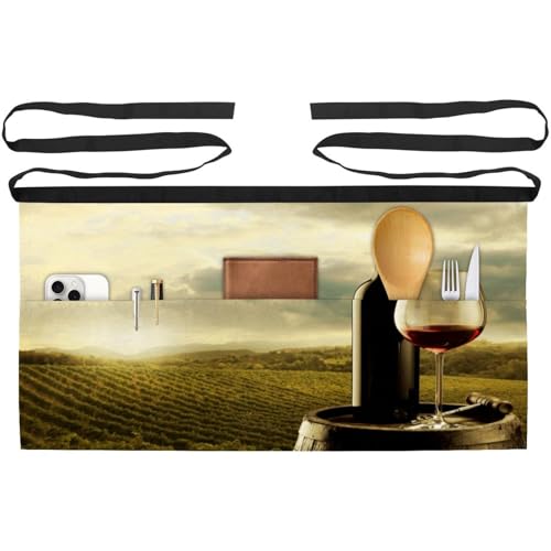 Tablier court de chef rouge pour bistrot et service en salle | Lot de 3