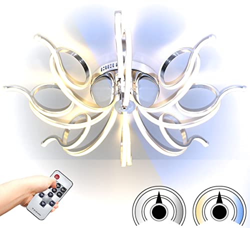 XXL LED Deckenlampe Dimmbar Deckenleuchte Warmweiß Kaltweis einstellbar Design Lüster 8 Arm Spiral Modern 81cm Cover