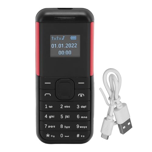 Mini GSM-telefon 2G, 0,66" Hållbar Skärm för Resor (Svart/Röd)