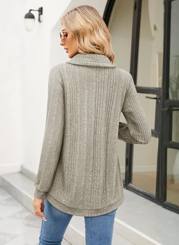 Image of Bulotus Tunic Sweaters for Women 2025 Turtleneck Sweater Pullover Lightweight Warm Tunic Tops for Leggings Loose Fit