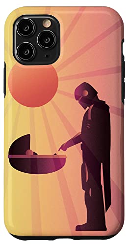 Coque iPhone 11 Pro Star Wars The Mandalorian motif Sunset Silhouette pour fan