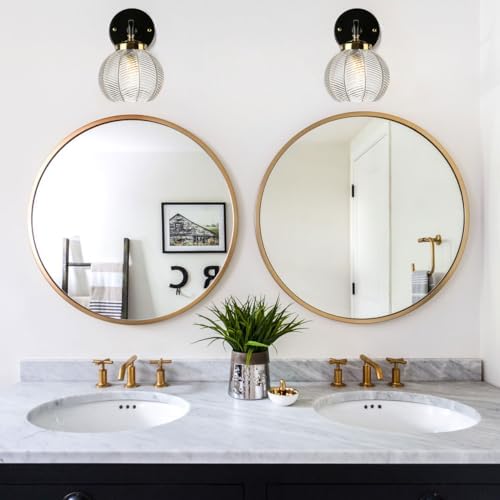 Qufute Vintage Glass Vanity Light Clear Bathroom Light Fixture ArtDeco Lamp - 5