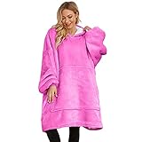 ULTRA SOFT & WARM FLUFFY SHERPA - Der übergroße Hoodie mit langen Ärmeln ist extrem groß. Sie können Arme und Beine in den weichen, flauschigen Sherpa ziehen und bedecken Sie ganz gut auf der Couch, wodurch Sie warm und bequem bleiben, während Sie an Ihrem Laptop arbeiten. im Haus faulenzen, fernsehen, Videospiele spielen oder auf Bett, Sofa usw. lesen