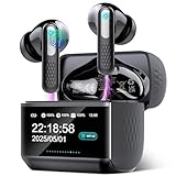 AI Auriculares Traductor en Tiempo Real con Pantalla Táctil LED, 3 en 1 Auriculares Traductores de Idiomas, 6 Modos Traducción con 164 Idiomas, Reducción de Ruido ANC+ENC, 5 Modos EQ, Negro Oscuro
