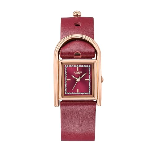 Image of Sonata Poze 6 Strokes and Stroll Quartz Red Round Dial Women's Watch | Leather Strap Material | Watches for Women Analog - SP80132WL01