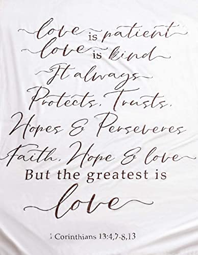 Double Creek 1 Corinthians Love Is Scripture Throw Blanket - Ultra Soft Sherpa Fleece Microfiber Inspirational Comfort Blanket For Bed Couch Chair - Wedding, Anniversary Or Get Well Gift For Men Women #TOP2