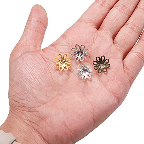 Zhiheng 500PCS 15mm Gold Tone Flower Bead Caps for Jewelry Making DIY Bead Working, antique bronze - Image 3