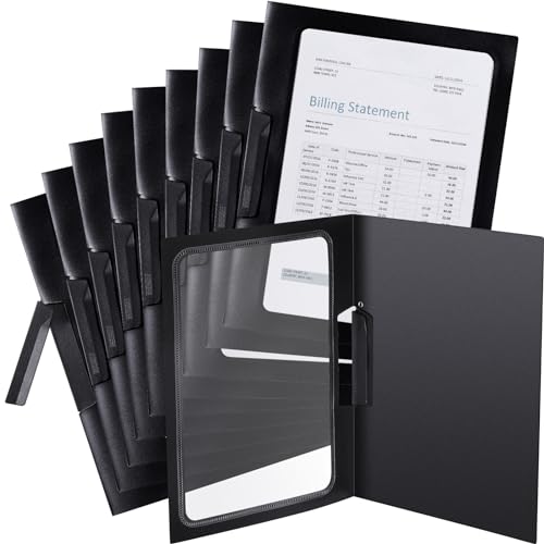 Yeaqee 25 capas de relatório transparentes com clipe barra deslizante capa de pasta de relatório de