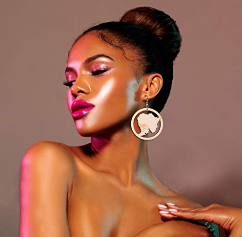 20 Pairs African Earrings For Women Wooden Black Lives Matter Earrings African Map Round Painted Wooden Earrings Statement Ethnic Dangle Earring #TOP1