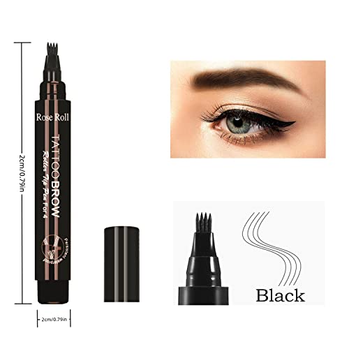 Eyebrow Pencil Beard Pen:Long Lasting Waterproof Filler with a Micro-fork Tip Seamless Beard Filler Natural Finish Beard Pencil for Enhancing Beard, Moustache, Eyebrows Color and Shape(Black)