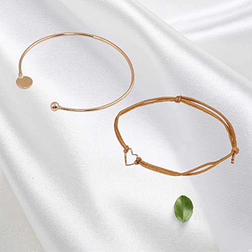 XOCARTIGE Layered Bracelet Set Assorted Beaded Bracelet Multiple Stackable Wrap Bangle Jewelry Adjustable (Gold) - Thumbnail 3