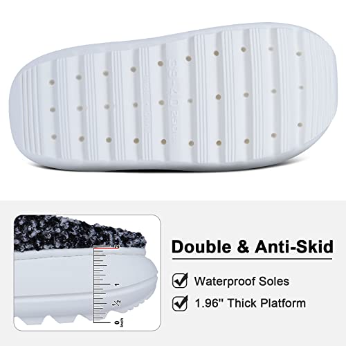 Shevalues Fluffy Pillow Slippers For Women Winter Warm Memory Foam Slippers Knit Bedroom Wide Width Slippers With Thick Sole thumb #5