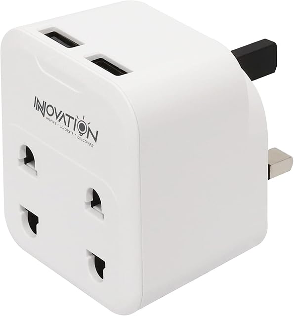 Double Shaver Plug Adaptor UK, 2 Pin To 3 Pin Plug Converter, With 2 Usb Ports, Ideal Plug Adapter For Electric Toothbrush, Shaving And Razor, White, 13 Amp Fuse