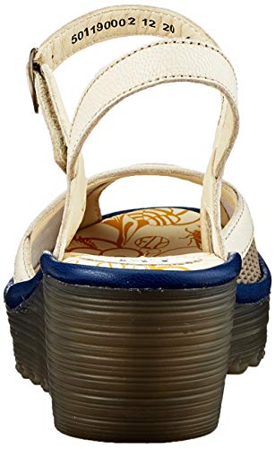 Fly London Women's Yans190Fly Open Toe Sandals, Multicolour Greige Offwhite Blue 002, 7.5 #TOP2