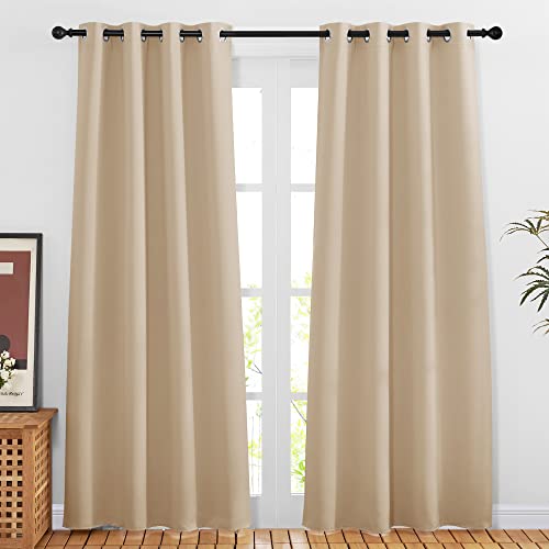 NICETOWN 80 inch Curtains Privacy for Doorway - Thermal Insulated Grommet Window Treatments Room Darkening Sound Reducing for Bedroom/Home Office (Bis