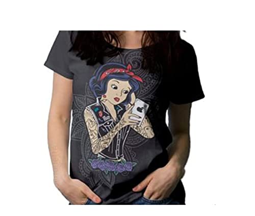 Los Eventos de la Tata. Camiseta de Mujer Moderna Princesas tatuadas (Blanca Nieves, M)