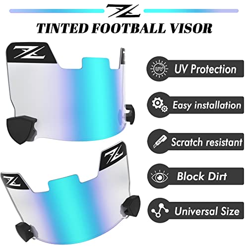 ZIXIOYS Tinted Football Visor, Universal Helmets Fits Youth and Adult Football Helmets (Clear Blue)
