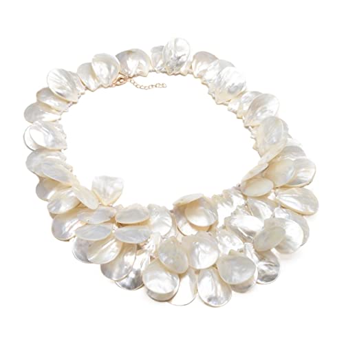 LAnGSHAW 3 brins naturels énormes 20x30MM Coquille Blanche MOP Collier en Nacre percé sur Le Dessus 20quot;pour Femme