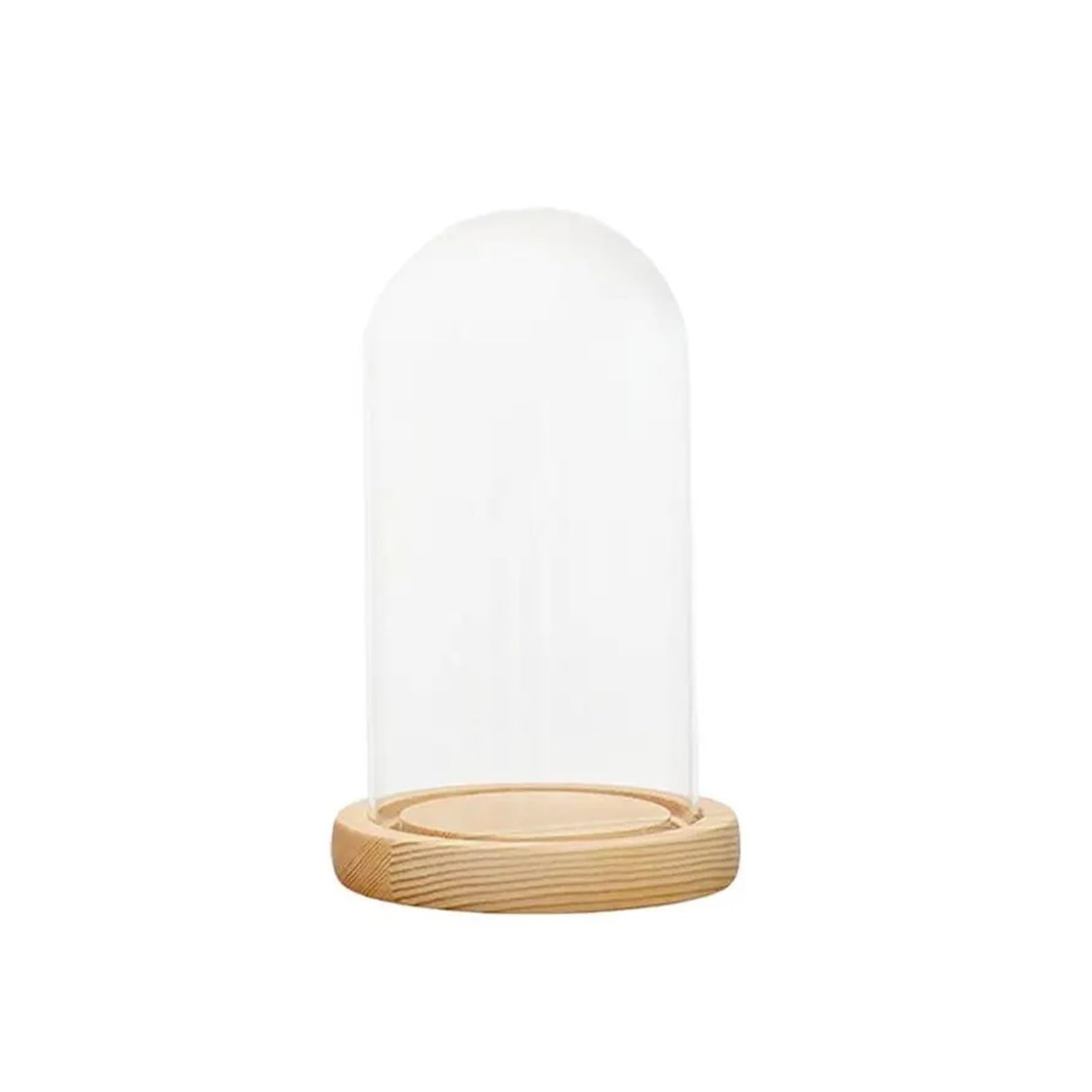 ZYAYNG 4PCS Glass Dome Cloche Bell Jar Wooden Base Round For Dining Table Nightstands Clear Cover With Wood Home Decor For Display