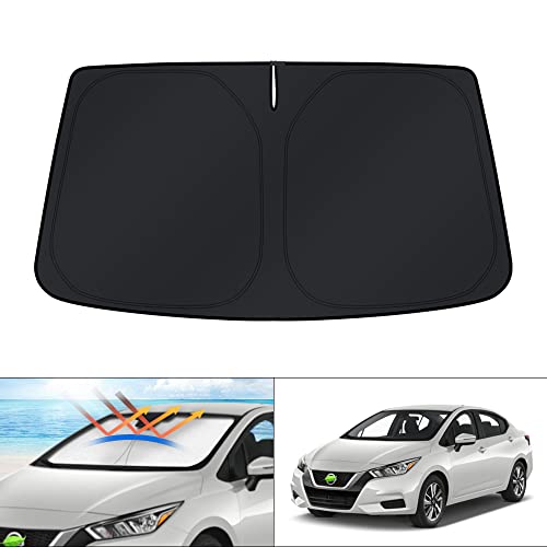 Image of KUST Windshield Sun Shade for Nissan Versa Accessories 2020-2024 2025 2026 Sunshade Window Sun Visor Protector Foldable Blocks UV Rays Keep Your Car Cooler