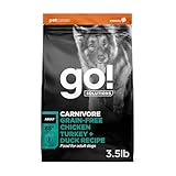 Go! Solutions Carnivore Chicken, Turkey + Duck Grain-Free Dry Adult Dog Food, Our Highest-Protein Kibble Made with Real Meat & Fish, Pumpkin & Probiotics for Good Digestion, 3.5 lb Bag