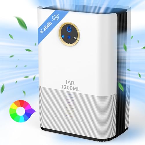 IAB Deshumidificador eléctrico de 1200 ml para el hogar, 5 colores LED, pantalla digital, deshumidificador portátil para casa, cuarto de baño, antihumedad
