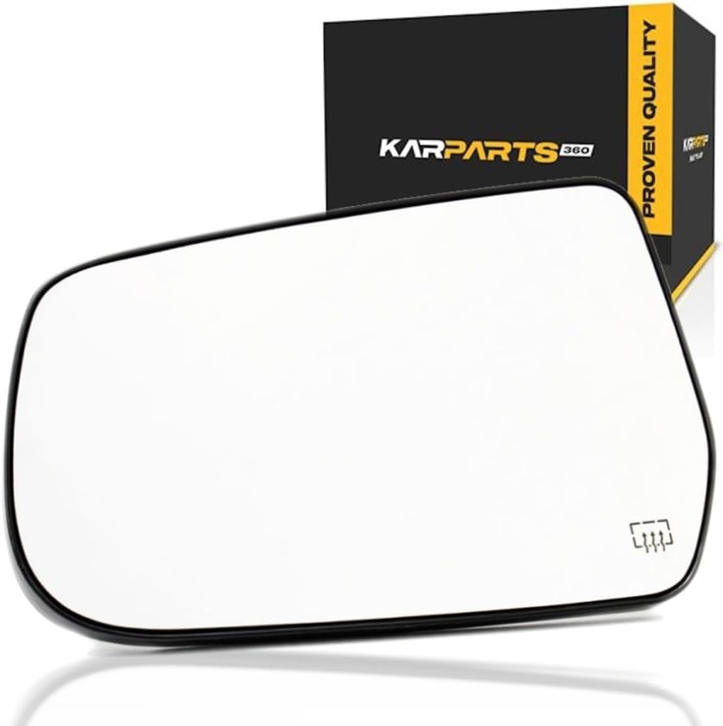 KarParts360 for Chevy Equinox 2010-2017 Mirror Glass Driver Side, Heated, Flat Glass, with Backing Plate, Replacement for GM1324126, 20873491