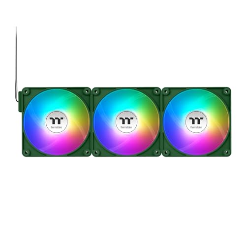 Image of Thermaltake CT140 EX ARGB Sync PC Cooling Fan 3 Pack, PWM 500~1800 RPM, 5V Motherboard Sync, 16.8 Million Colors 9 LEDs, MagForce 2.0 Connectors, Hydraulic Bearing, Racing Green, CL-F222-PL14RG-A