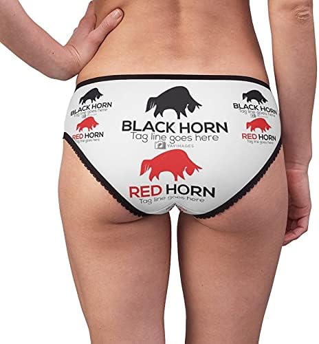 Horn Logo Design Panties, Horn Logo Design Underwear, Briefs, Cotton Briefs, Funny Underwear, Panties For Women