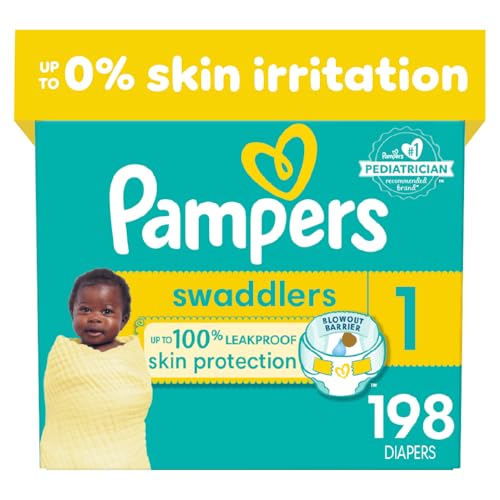 Image of Pampers Swaddlers Diapers - Size 1, One Month Supply (198 Count), Ultra Soft Disposable Baby Diapers