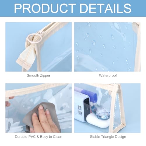 Image of 5Pcs Multicolor Transparent Cosmetic Case, Minimalist Style, Waterproof, Zipper Closure, 8.66 x 3.74 x 2.36 inches, Adult Unisex, Travel, Arts & Crafts, Makeup, Toiletry, Stationery Organizer