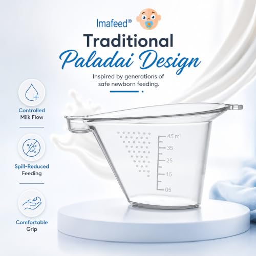 Image of Silicone Paladai Baby Feeding Cup for Newborn - Boilable Reusable Nifty Feeding Cup, Soft Baby Feeder, 45 ml Round Silicone Cup (Transparent)