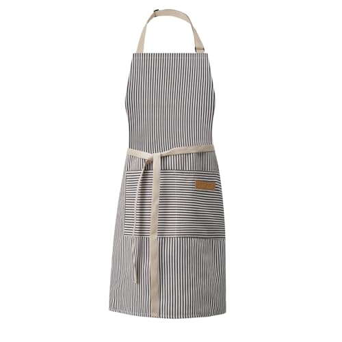DILLMAN Küche Kochen Einstellbare Schürzen.Männer Frauen Lätzchen Weiche Chef Streifen Schürze mit 2 Taschen (Schmale braune Streifen)
