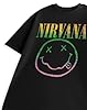 Nirvana Unisex Black Short Sleeved Graphic Tee | Classic Crew Neck T-Shirt with Band Print | Music Themed Everyday Wear | Men's & Women's Top Merch - Small #5