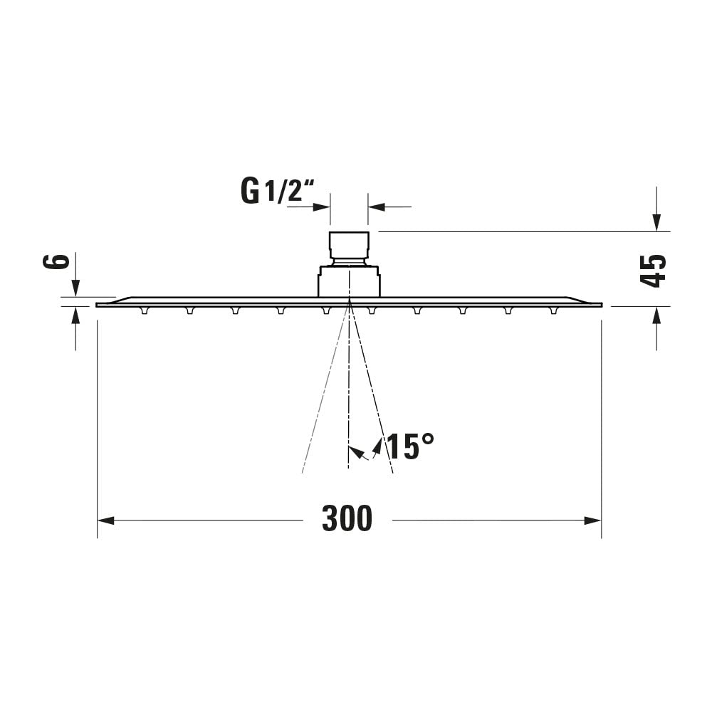Duravit Universal Duschkopf aus Edelstahl, Duschbrause mit Strahlart Rain, Duscharmatur eckig (300 mm), Kopfbrause im Winkel verstellbar, Regendusche, Chrom
