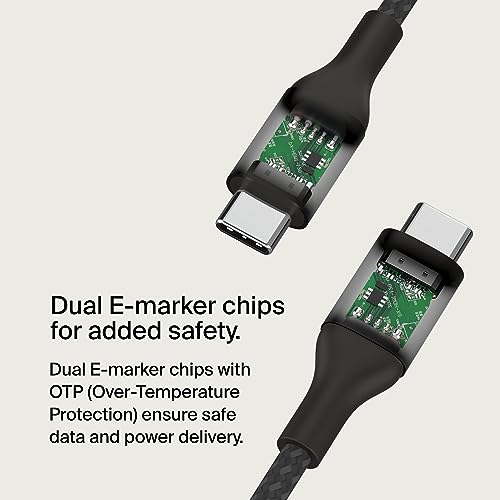 Belkin USB C to USB C Cable, 6.6ft, 240W - Type C Charger, iPhone Charger Cord, Fast Charging for iPhone 16, Galaxy S25, Pixel 9, MacBook, Chromebook, iPad Pro, Switch Steam Deck - Black by Belkin - Used condition - Image 4