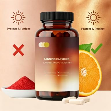 Suplemento de bronceado sin sol para mujeres y hombres, cápsula