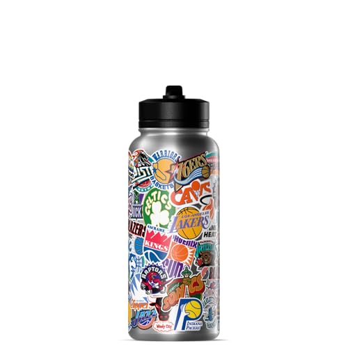 Hydrapeak NBA Officially Licensed Hardwood Classics Retro All-Team Sticker Print Logo 32oz Insulated Water Bottle with Straw Lid and Handle, Stainless Steel Tumbler for Old School NBA Fans by Hydrapeak - Image 6