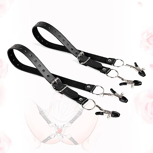 HUNTVE Clip Ajustable de Silicona de Doble Punta con Cadena de Cuero (Dos)