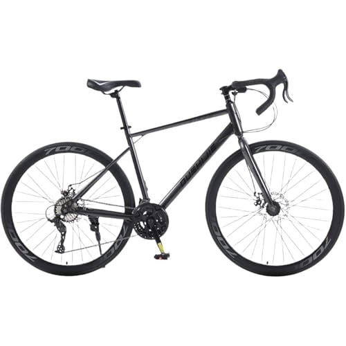 WGMクロスバイク グラベルロードバイクエアロロードバイク 700C 自転車 24/27/30段変速 超軽量 前後ディスクブレーキ 高炭素鋼フロントフォーク ドロップハンドル マウンテンアウトドア自転車 適応身長155-185CM 通勤 通学 街乗り 競技