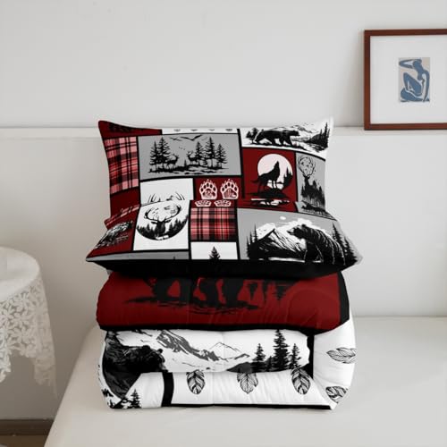 Edredón de oso matrimonial Feelyou con 2 fundas de almohada de ciervo 7