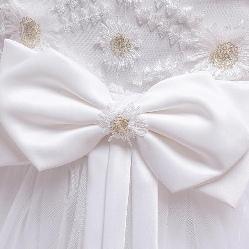 Flower Girls Cute Bow Puffy Tulle Maxi Dress Elegant A Line Wedding Pageant Dress Princess Party Ball Gown for 7-14 Years4