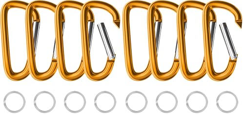 Image of sprookber 4 inch & 5 inch Extra Large Aluminum Carabiner D Ring, Caribeener Clips, Spring Snap Hook for Keychain Clip, Set of 4