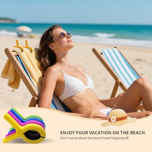 12 Stück Große Strandtuch-Clips für Strandkörbe, Handtuchhalter für Strandkorb, Poolstuhl auf Kreuzfahrt, Jumbo-Größe, robuste Wäscheklammern, Strandkorb-Clips für Strandzubehör, Must-Haves, 4 Farben